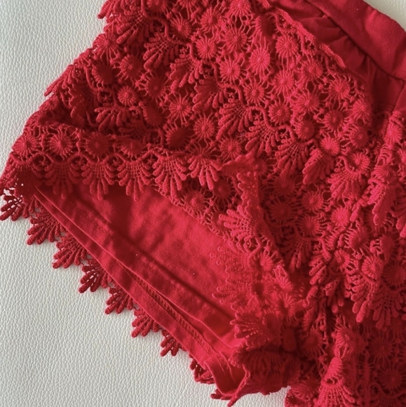 Red Crochet Lace Shorts - Picture 8 of 8